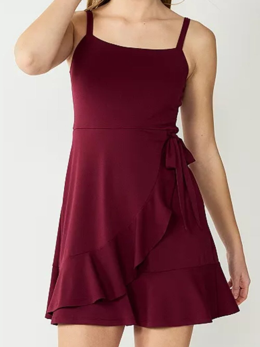 Junior's SO Squareneck Wrap Dress - Maroon Rose - X-Large - NWT